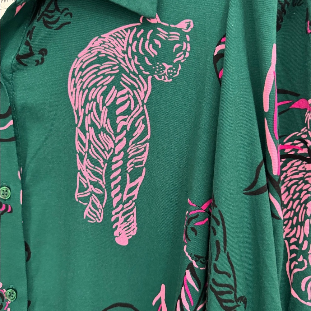 NWT Crown & Ivy Teal and Pink Animal Print Midi Dress - Picture 6 of 13